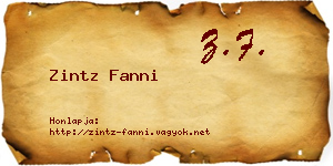 Zintz Fanni névjegykártya
